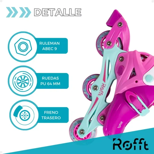 Rollers 2 En 1 Patin Extensible Kit Casco Protecciones Rofft - Imagen 8