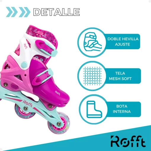 Rollers 2 En 1 Patin Extensible Kit Casco Protecciones Rofft - Imagen 9