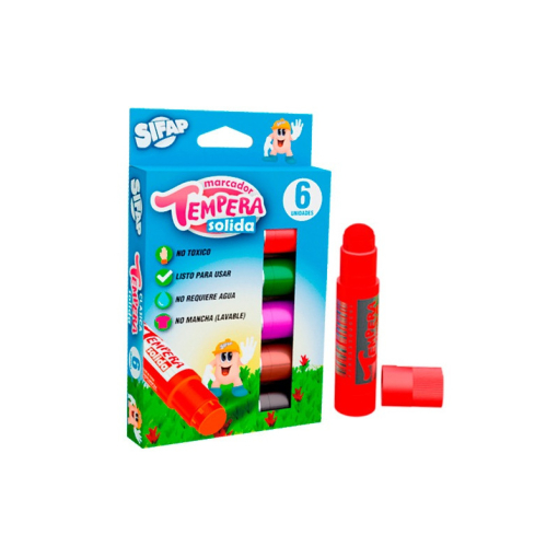 Tempera Sifap Solida x 6 Colores Clásicos